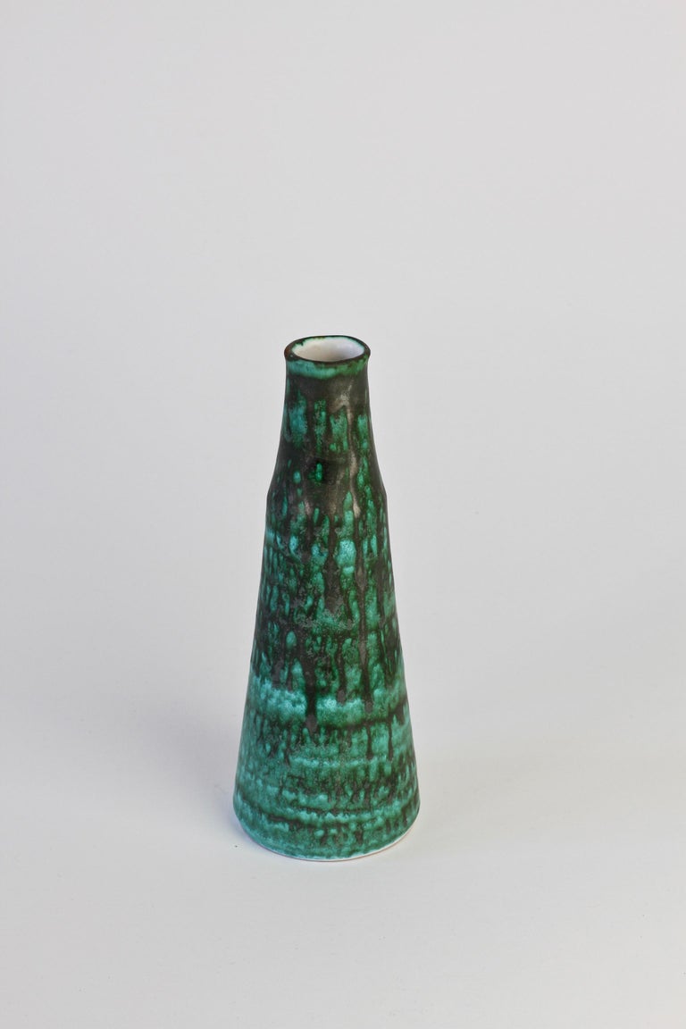 German Vintage Midcentury Green and Graphite Glazed Vase by Waechtersbach, 1950s For Sale