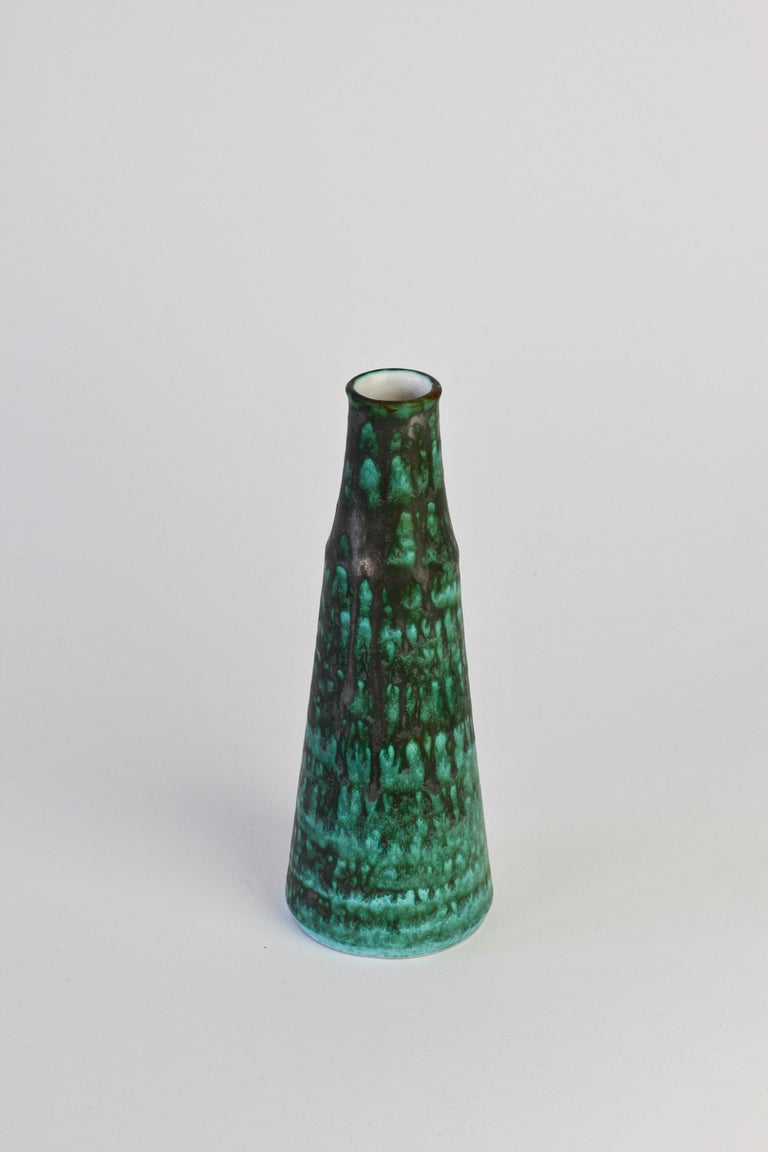 Vintage Midcentury Green and Graphite Glazed Vase by Waechtersbach, 1950s In Good Condition For Sale In Landau an der Isar, Bayern