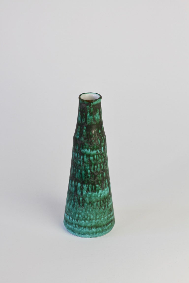 20th Century Vintage Midcentury Green and Graphite Glazed Vase by Waechtersbach, 1950s For Sale
