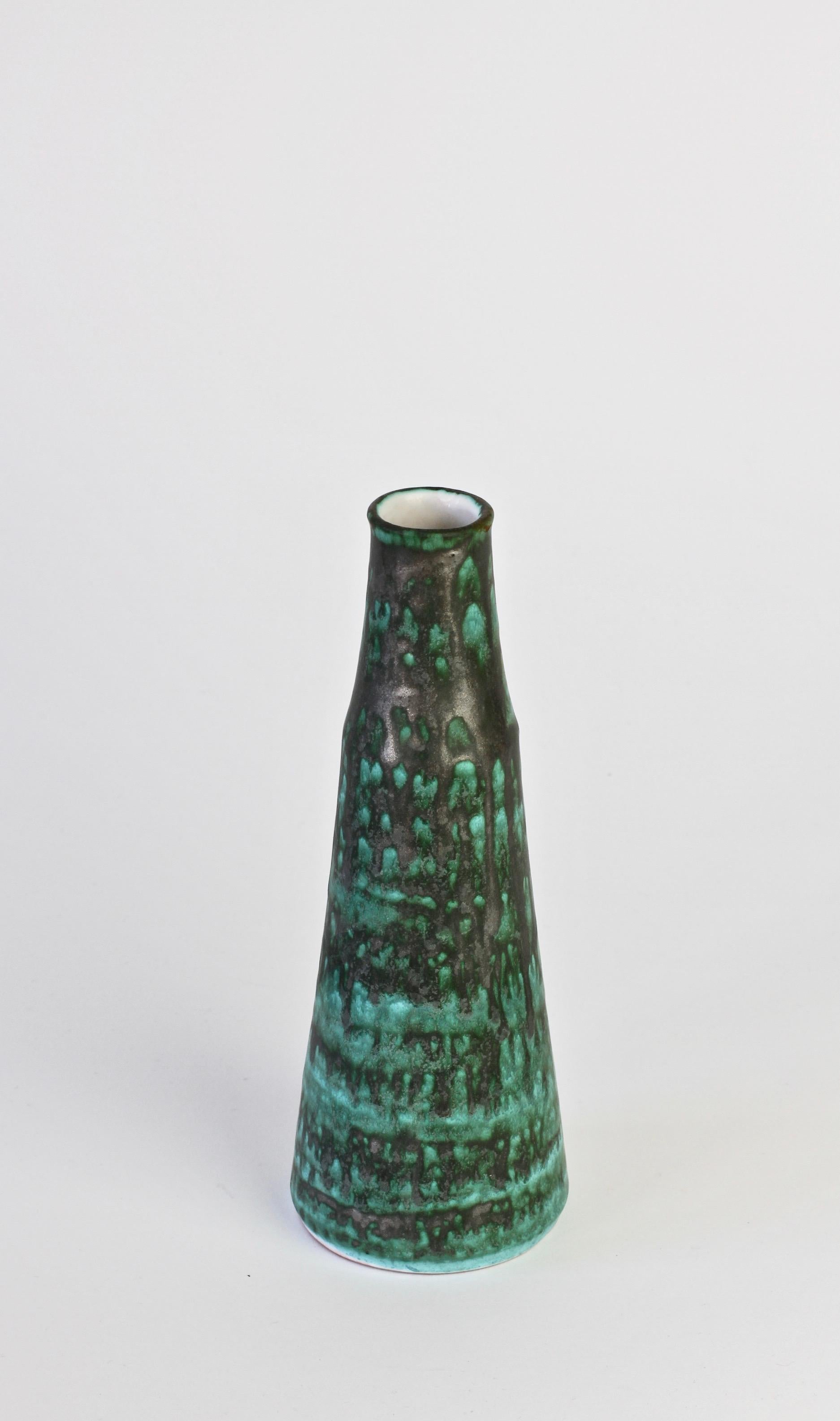 Vintage Midcentury Green and Graphite Glazed Vase by Waechtersbach, 1950s In Good Condition For Sale In Landau an der Isar, Bayern
