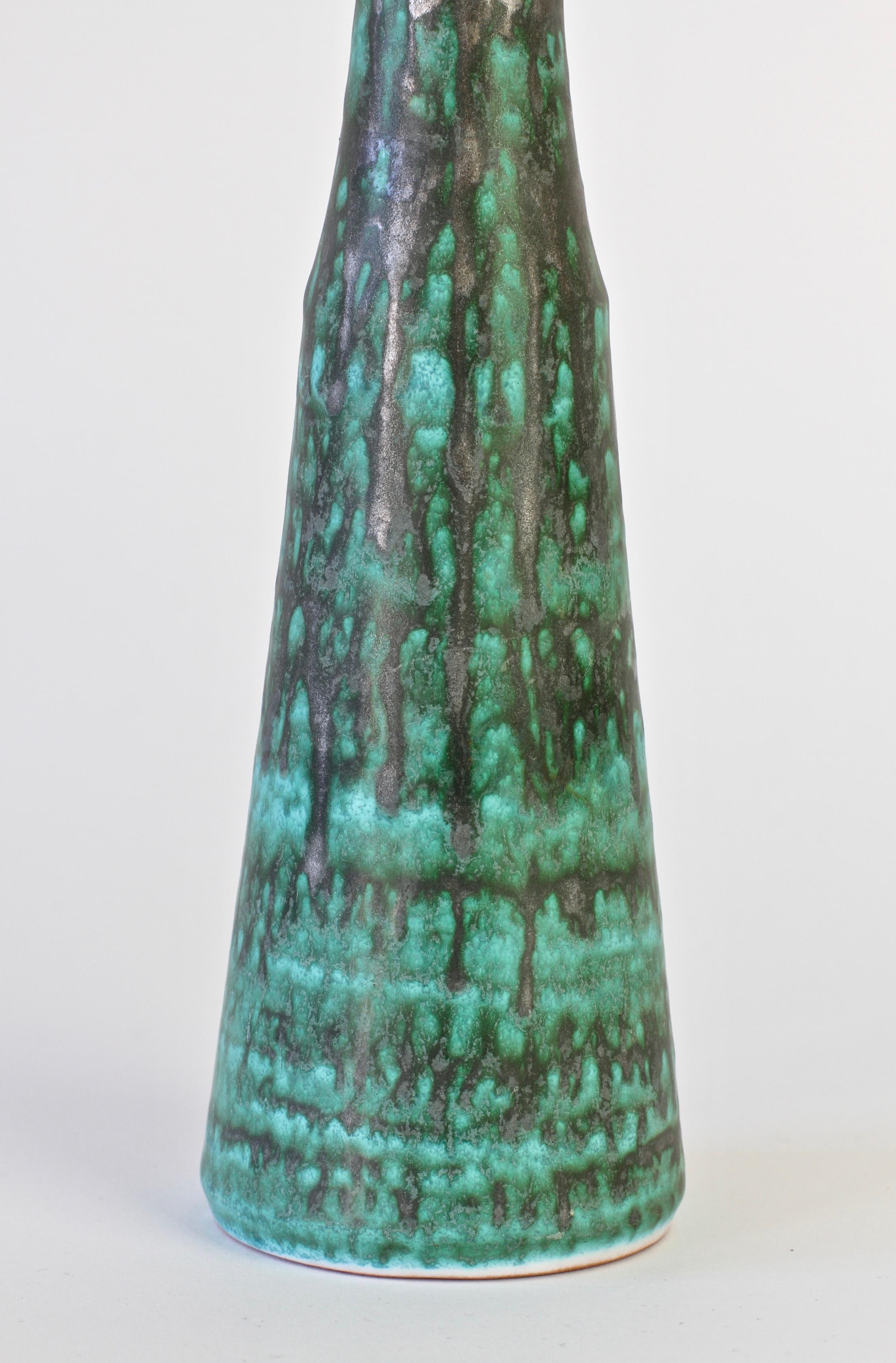 Ceramic Vintage Midcentury Green and Graphite Glazed Vase by Waechtersbach, 1950s For Sale