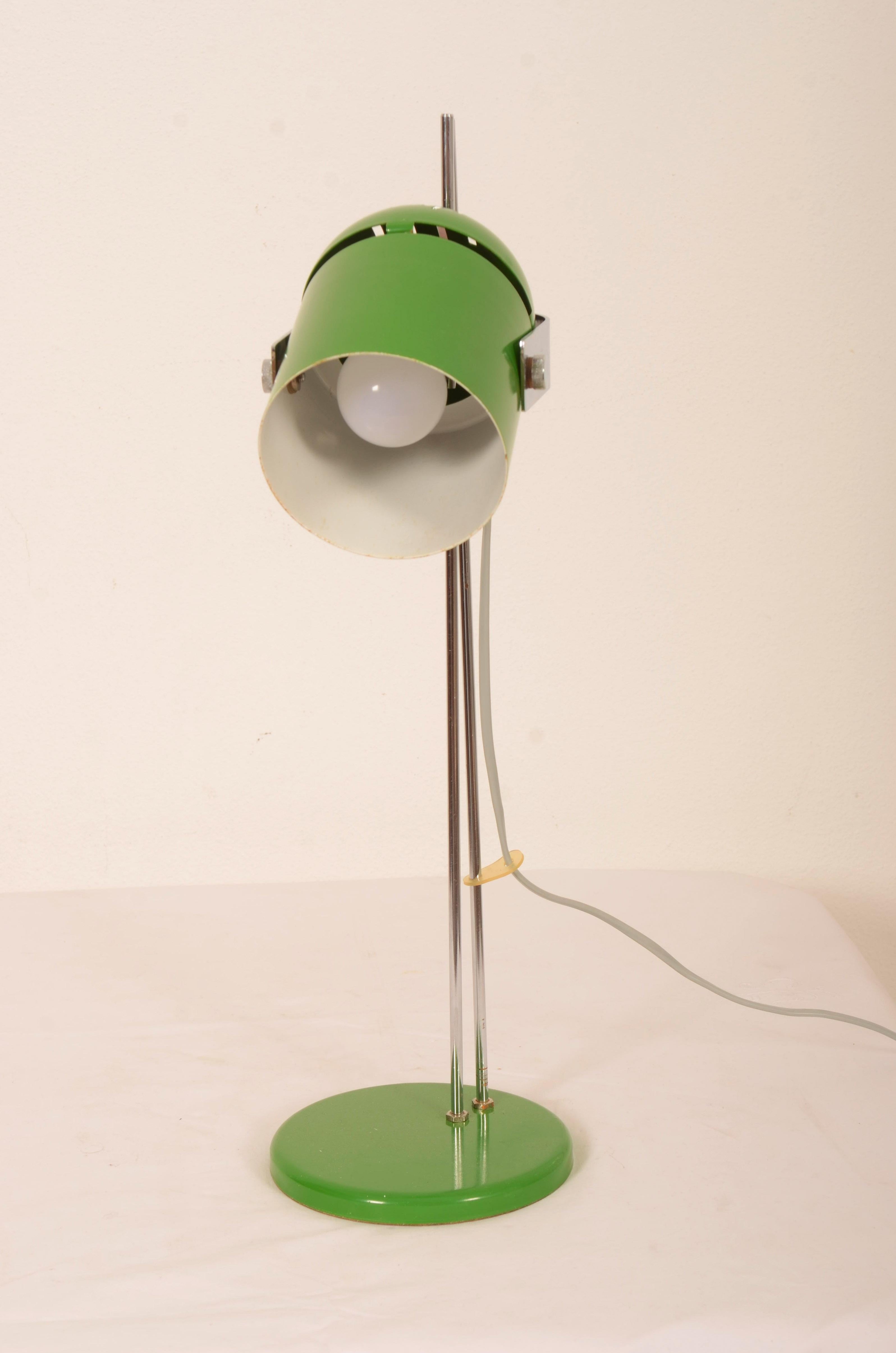 Czech Vintage Mid-Century Green Table Lamp For Sale
