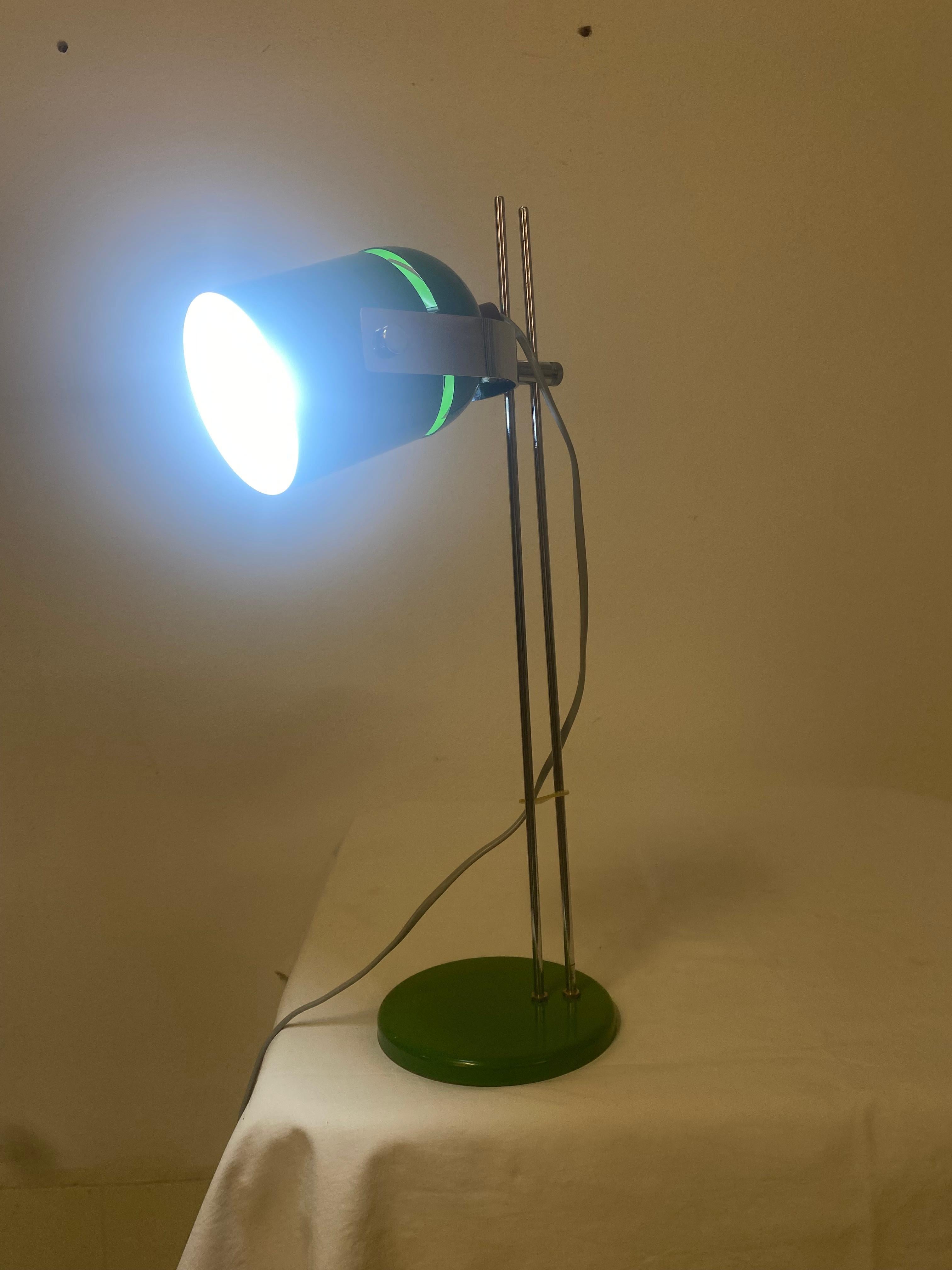 Steel Vintage Mid-Century Green Table Lamp For Sale