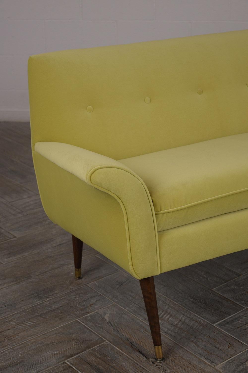 Fabric Vintage Mid-Century Modern Velvet Sofa
