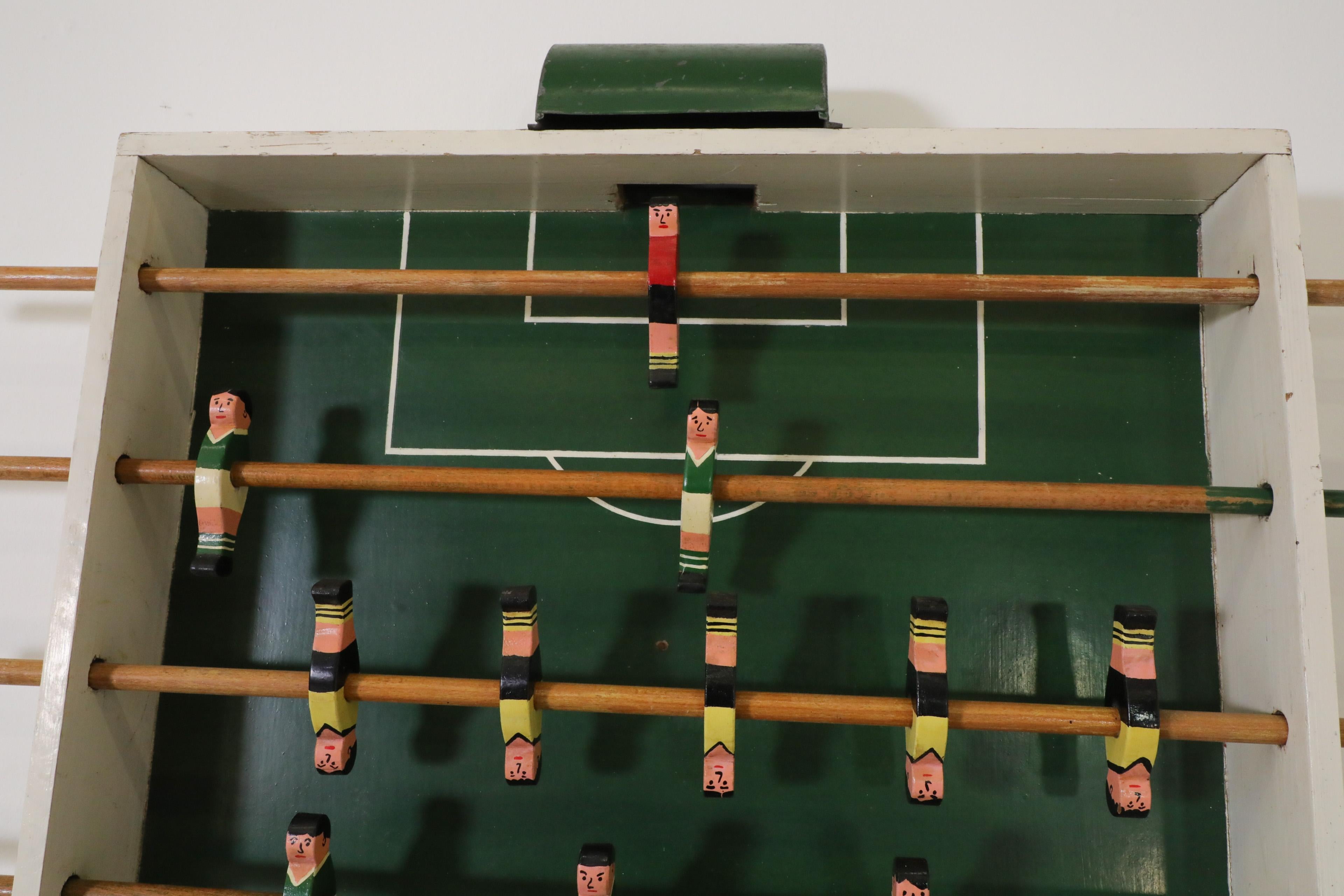 Mid-20th Century Vintage Mid-Century Hand Painted Foosball Table w/ 8 Rows of Rods & 22 Players For Sale