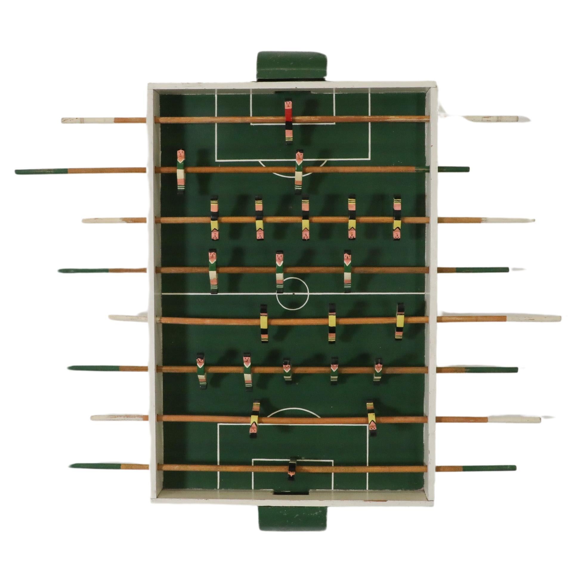 Vintage Mid-Century Hand Painted Foosball Table w/ 8 Rows of Rods & 22 Players For Sale