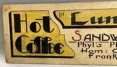 Vintage Mid Century Pintado a mano de madera Luncheonette Café caliente Diner Sign
