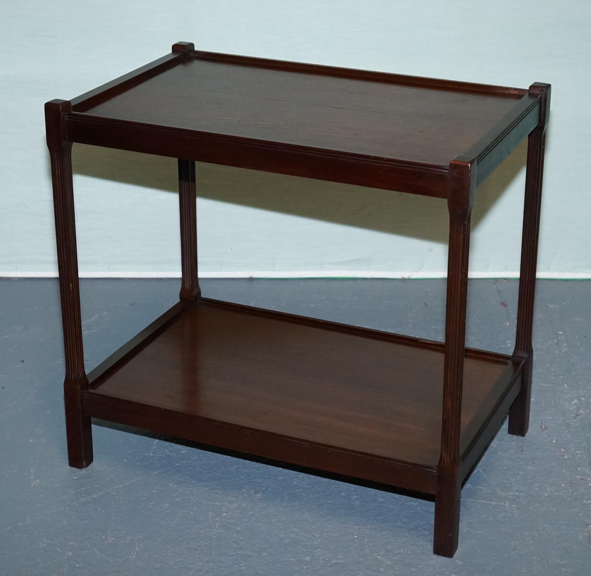 VINTAGE MID CENTURY HARDWOOD TWO TIER SIDE TABLE OCASSiONAL TABLE For Sale 3