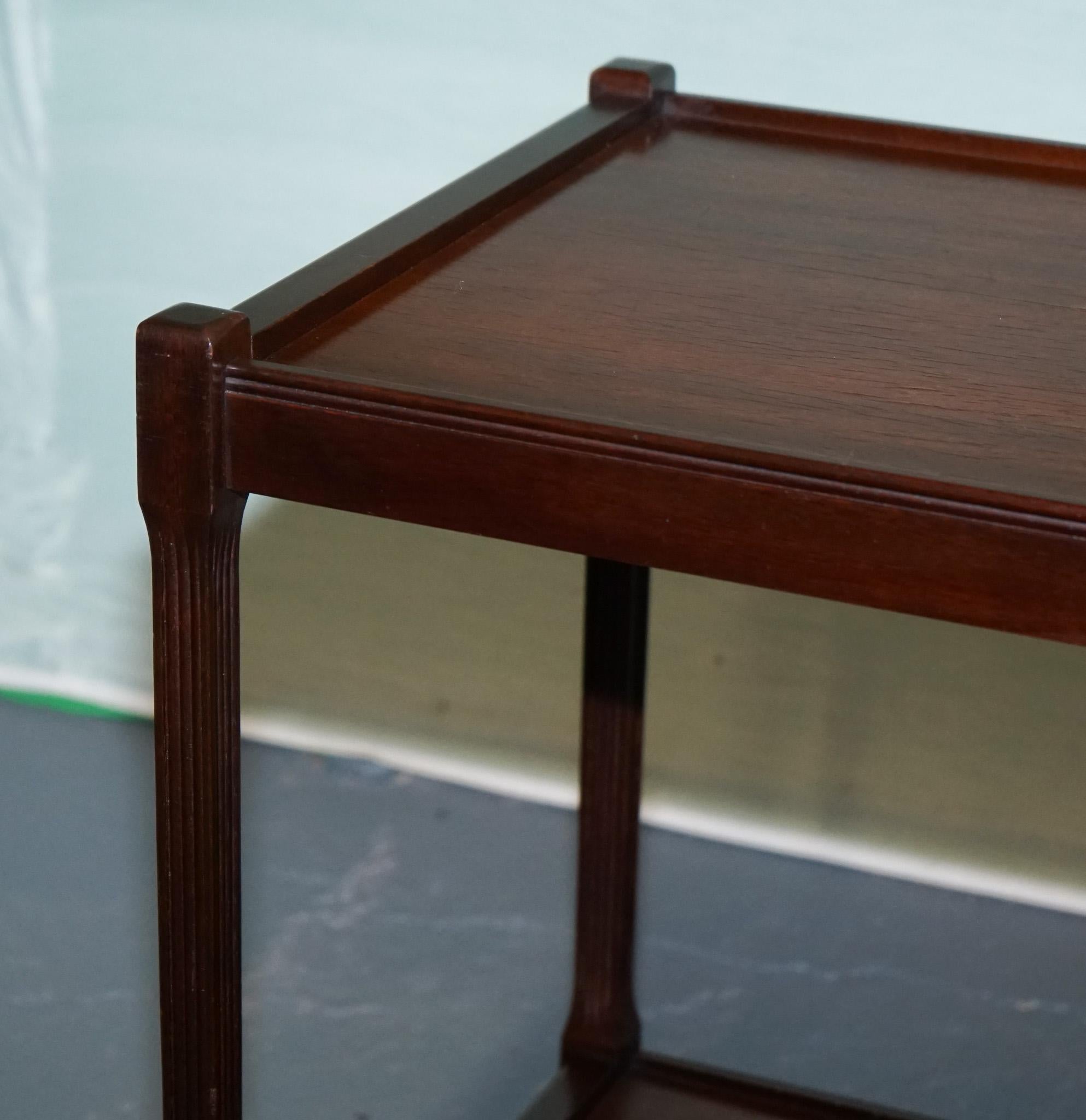 British VINTAGE MID CENTURY HARDWOOD TWO TIER SIDE TABLE OCASSiONAL TABLE For Sale