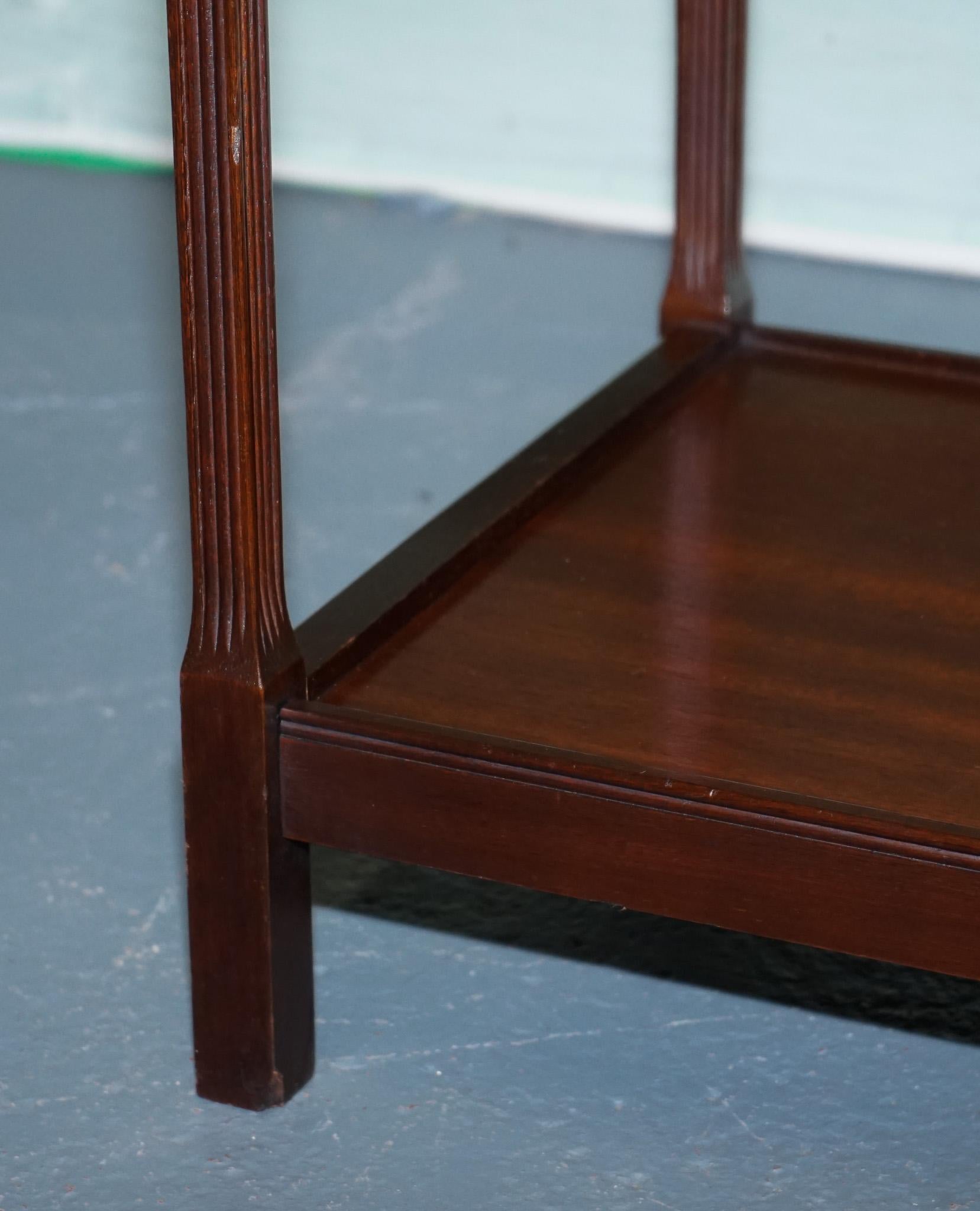 Hand-Crafted VINTAGE MID CENTURY HARDWOOD TWO TIER SIDE TABLE OCASSiONAL TABLE For Sale