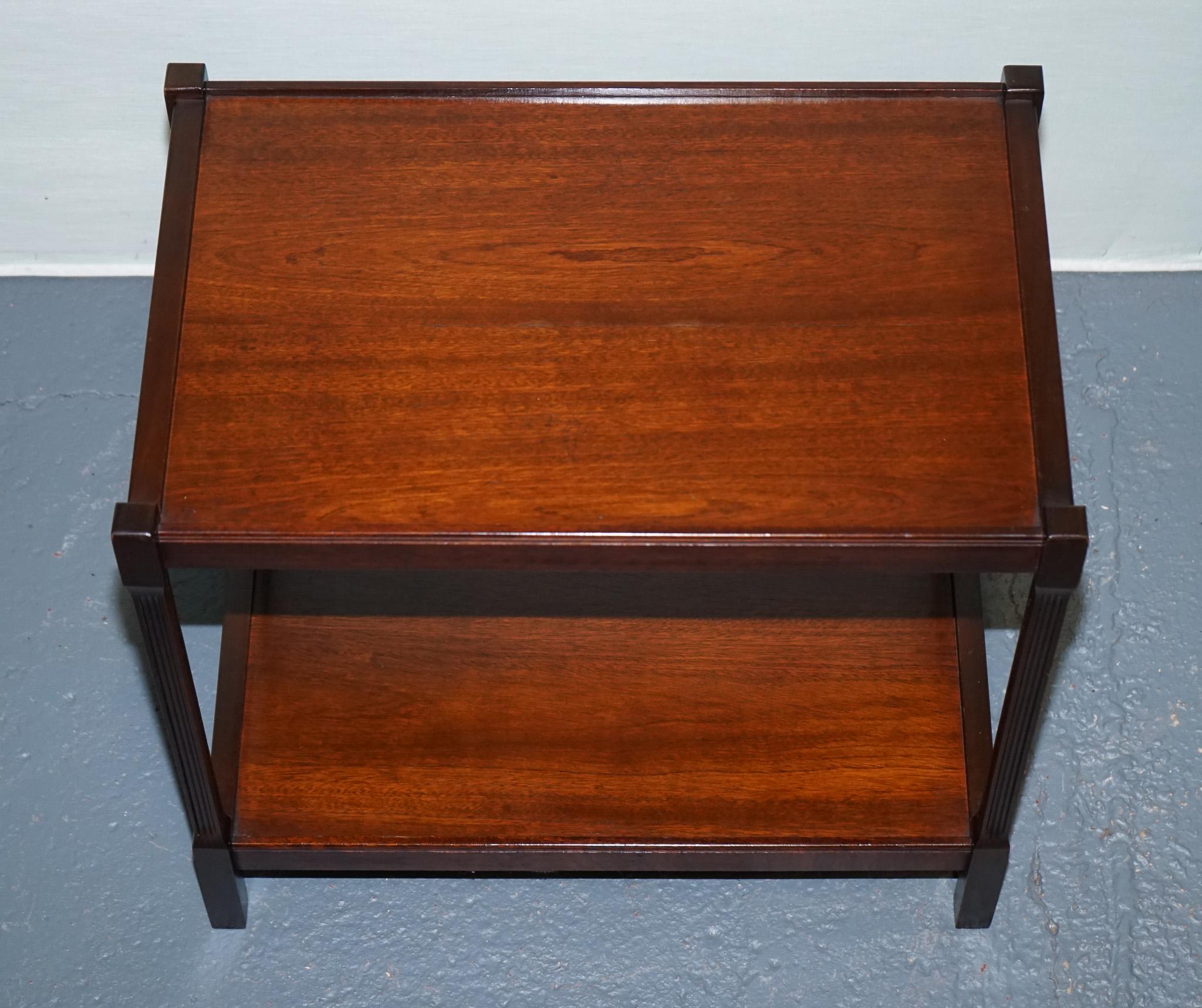 VINTAGE MID CENTURY HARDWOOD TWO TIER SIDE TABLE OCASSiONAL TABLE For Sale 2
