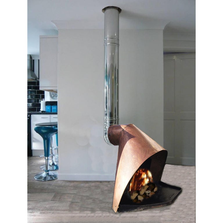 Vintage Mid Century Heavy Copper Firehood Fireplace by Majestic at