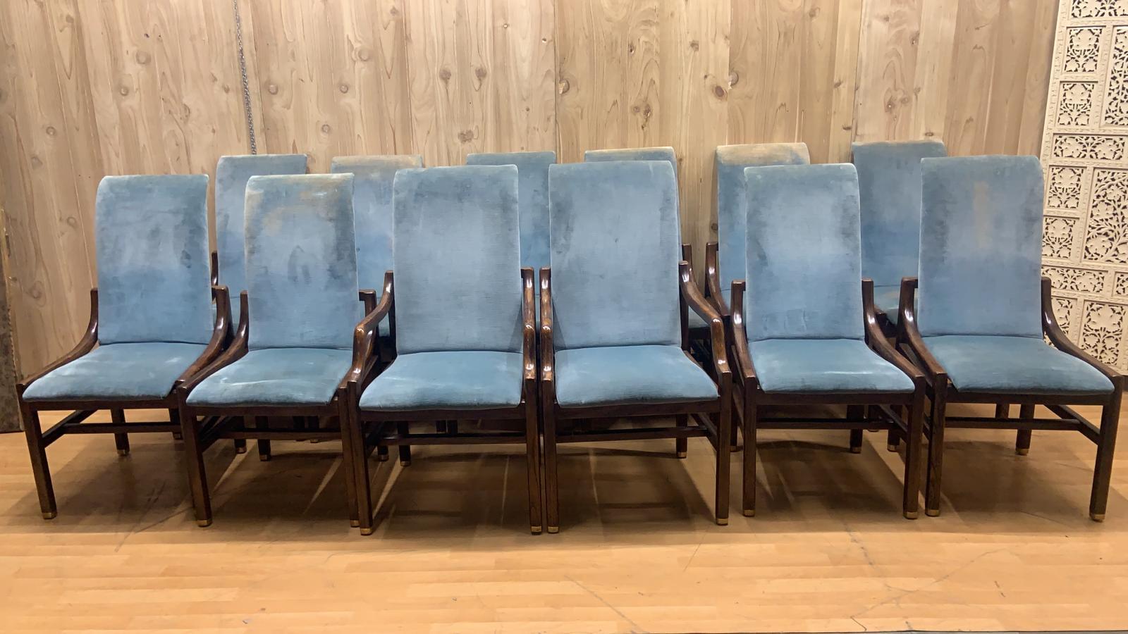 Vintage Mid Century Modern Henredon Scene One Collection Dining Chairs - Set of 12

Vintage Mid Century Modern Henredon “Scene One Collection” 12 parsons dining chairs (10 side chairs and 2 armchairs). The chairs have beautiful walnut wood frames,