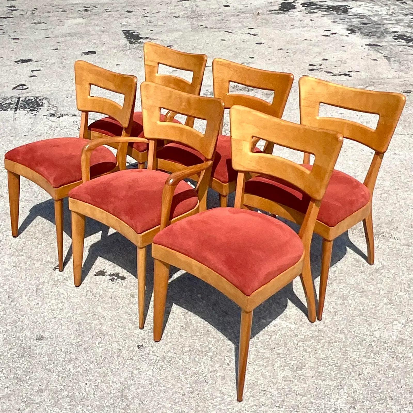 Vintage Mid Century Heywood Wakefield Dog Bone Dining Chairs, Set of 6 In Good Condition In west palm beach, FL