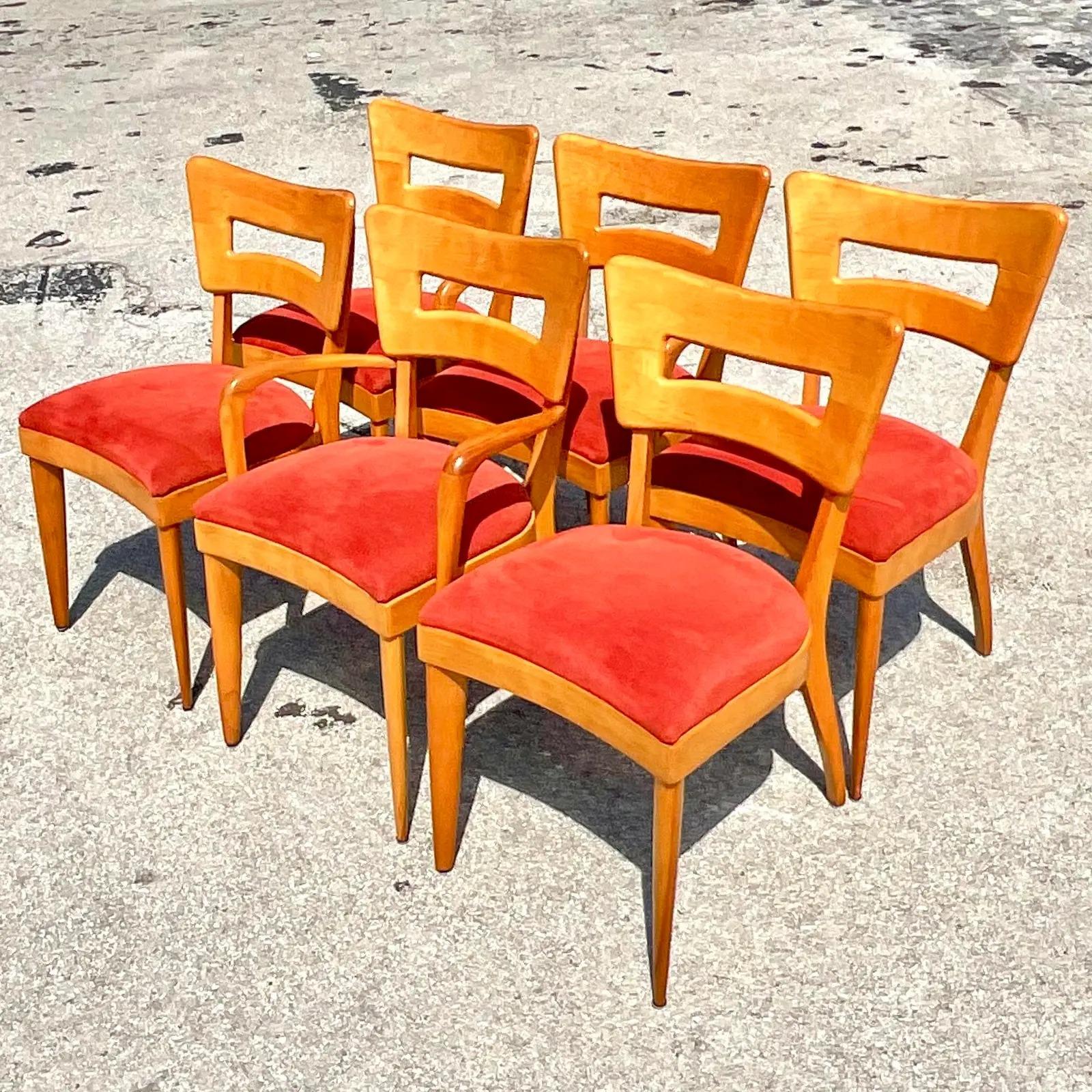 20th Century Vintage Mid Century Heywood Wakefield Dog Bone Dining Chairs, Set of 6