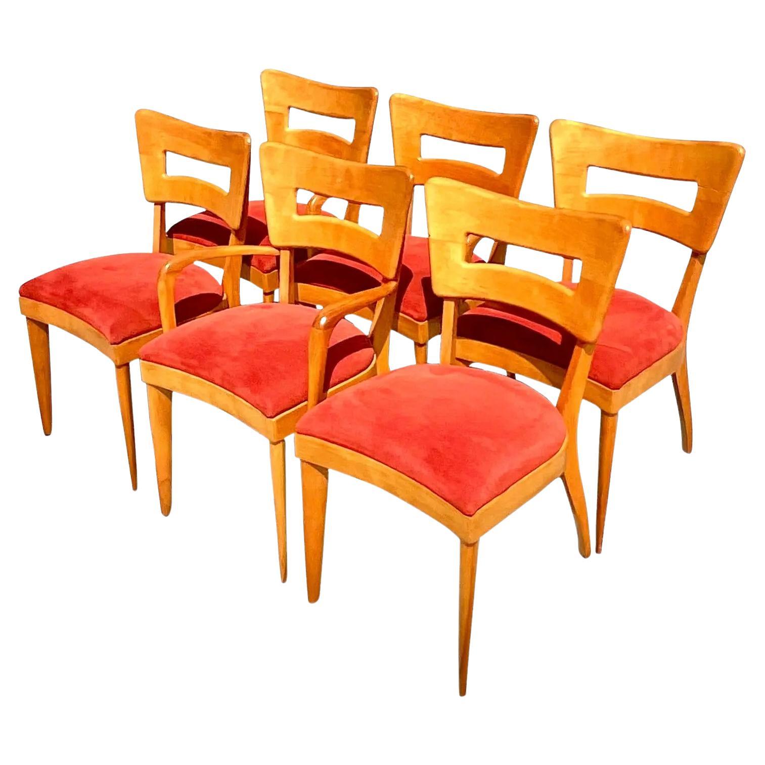 Vintage Mid Century Heywood Wakefield Dog Bone Dining Chairs, Set of 6