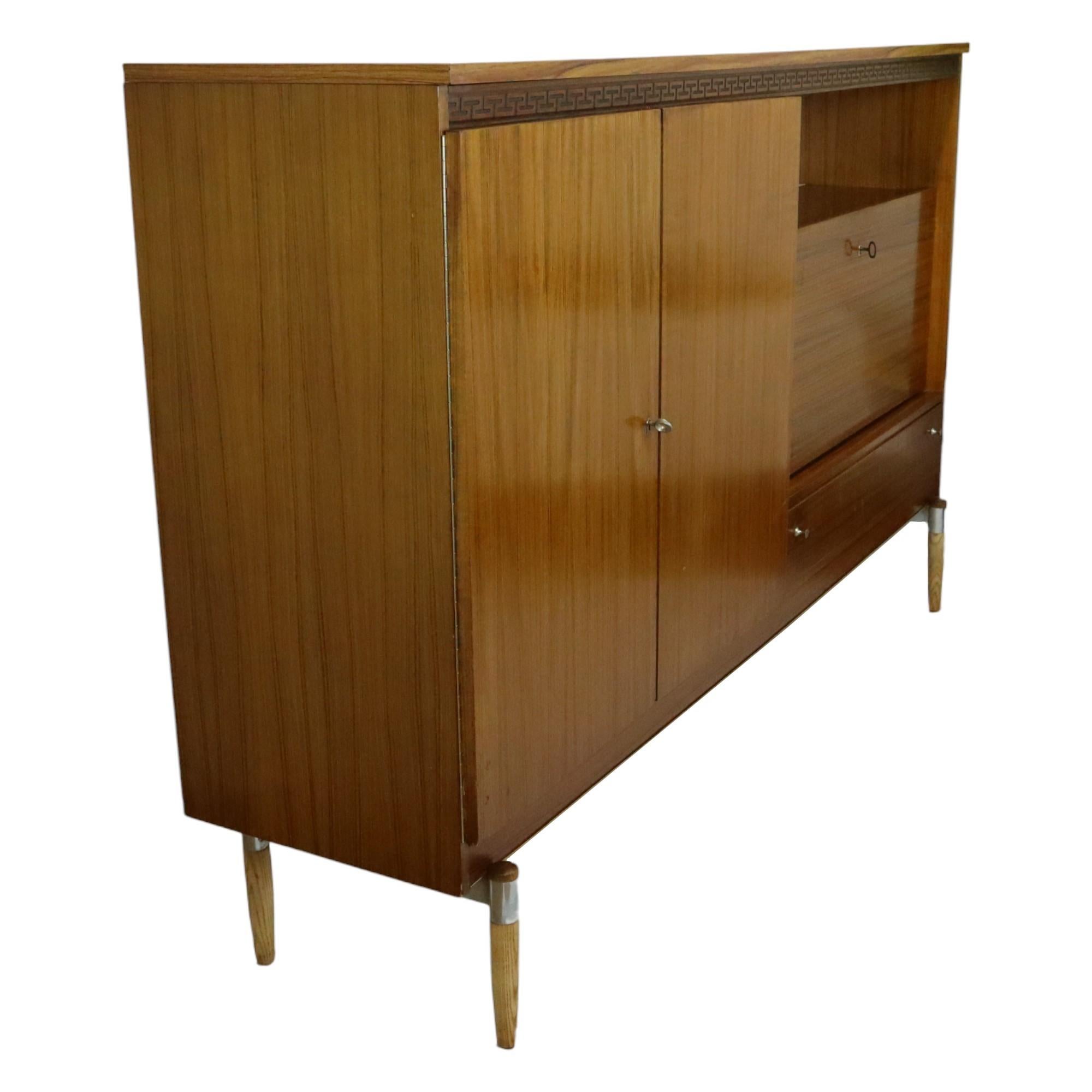 Vintage Mid Century Highboard Cabinet Drawer and Doors Teak Veneer 200cm For Sale 3