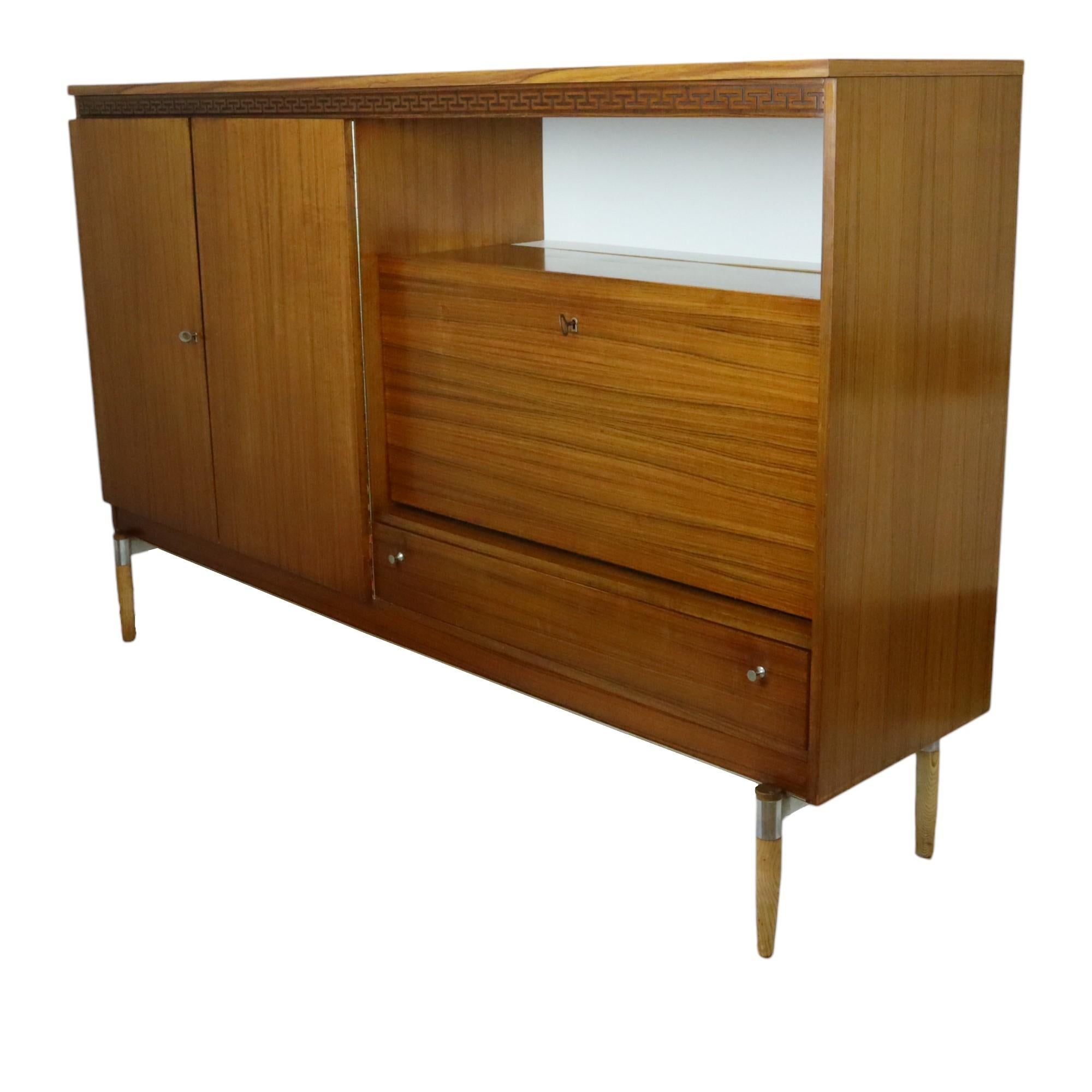 Vintage Mid Century Highboard Cabinet Drawer and Doors Teak Veneer 200cm For Sale 5