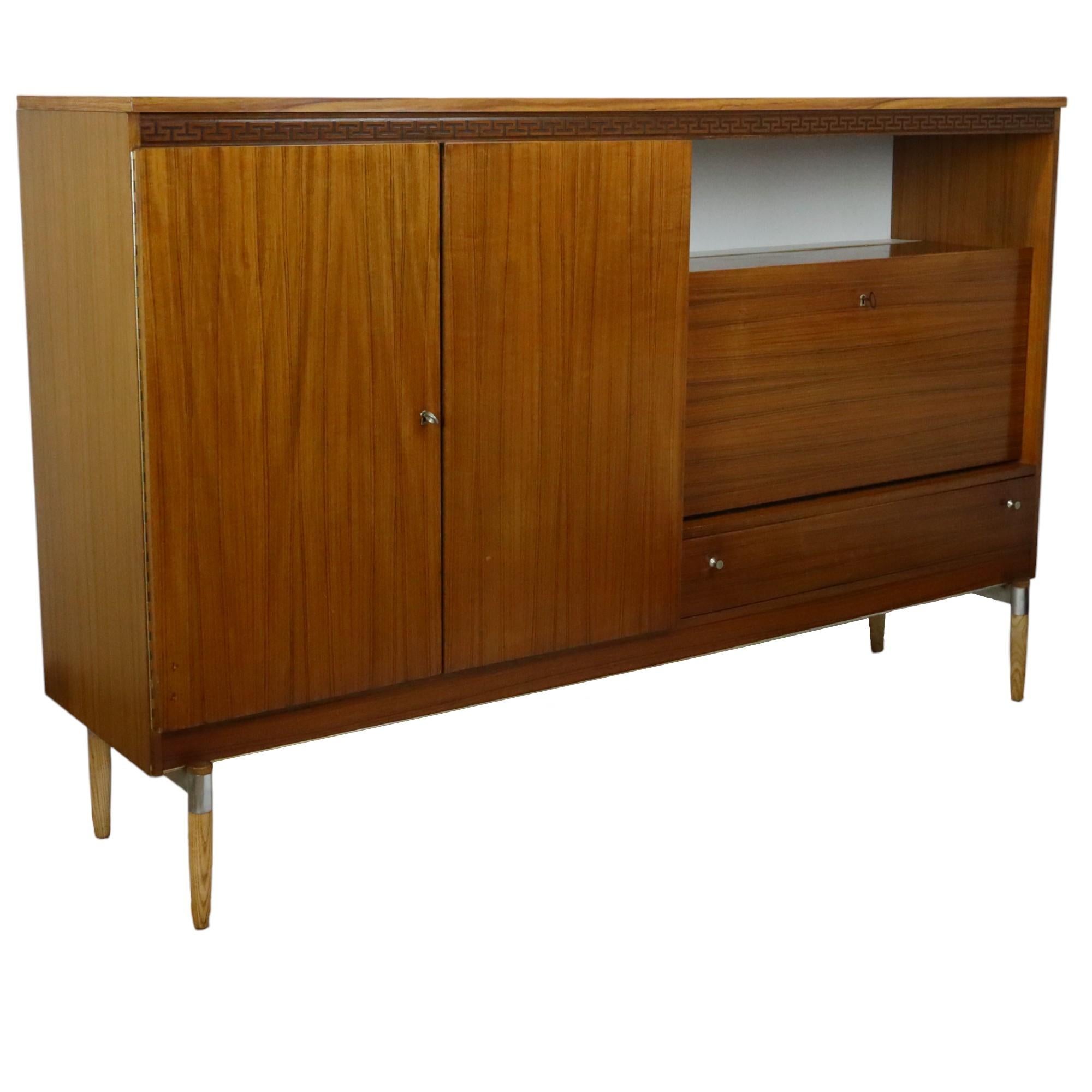 Vintage Mid Century Highboard Cabinet Drawer and Doors Teak Veneer 200cm For Sale 12