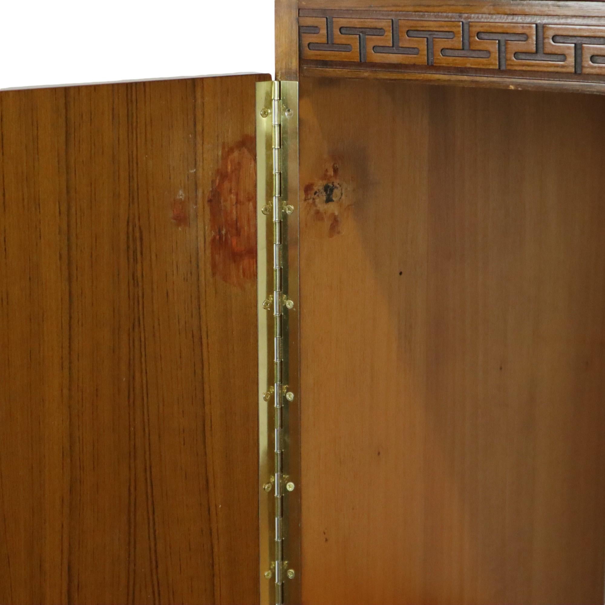 Belgian Vintage Mid Century Highboard Cabinet Drawer and Doors Teak Veneer 200cm For Sale
