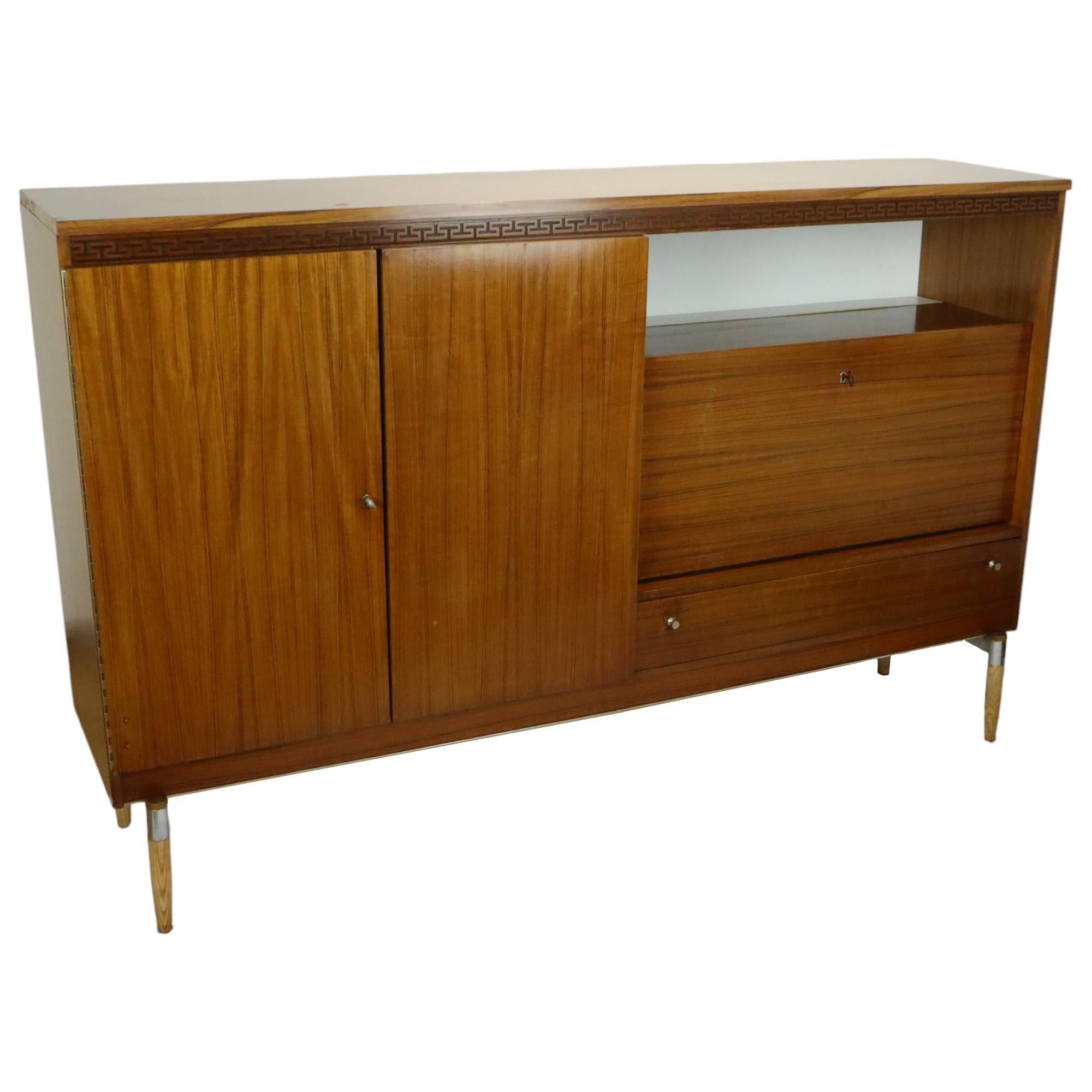 Vintage Mid Century Highboard Cabinet Drawer and Doors Teak Veneer 200cm For Sale 2