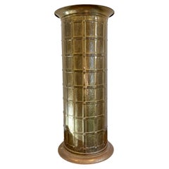 Vintage Mid Century Hollywood Regency Brass Stick Umbrella Stand Lattice Motif
