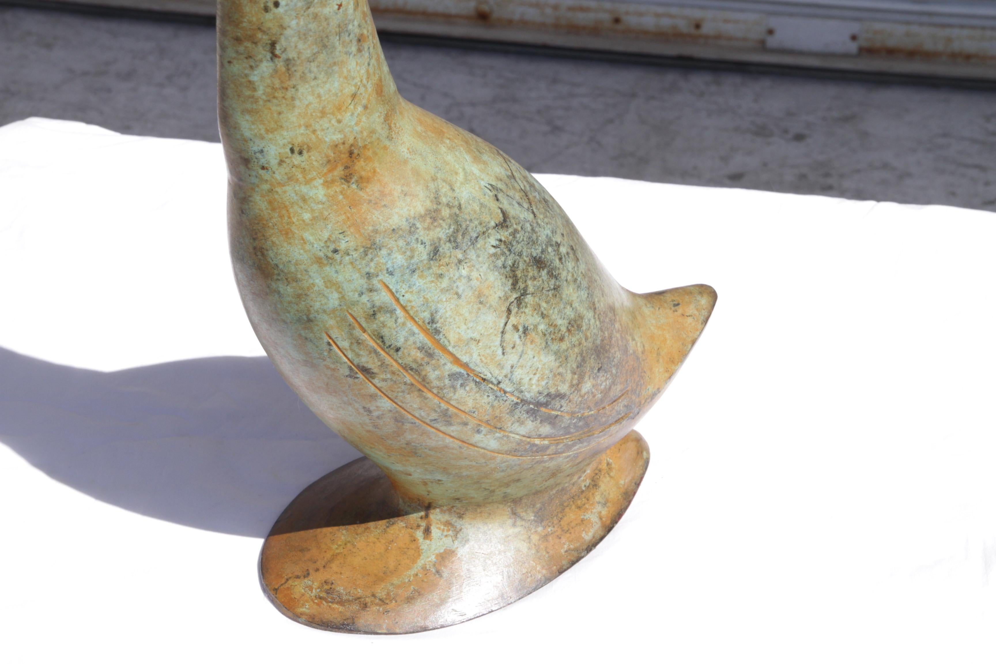 Scultura di cigno in bronzo in stile Hollywood Regency d'epoca in vendita 4