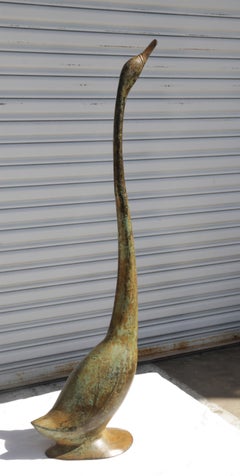 Vintage 30" Bronze Swan Sculpture