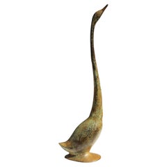 Vintage Hollywood Regency Stil Bronze Swan Skulptur