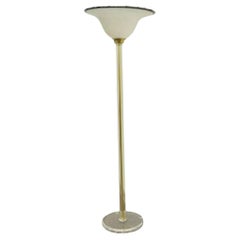 Vintage Mid Century Hollywood Regency Lucite Brass Glass Torchiere Floor Lamp