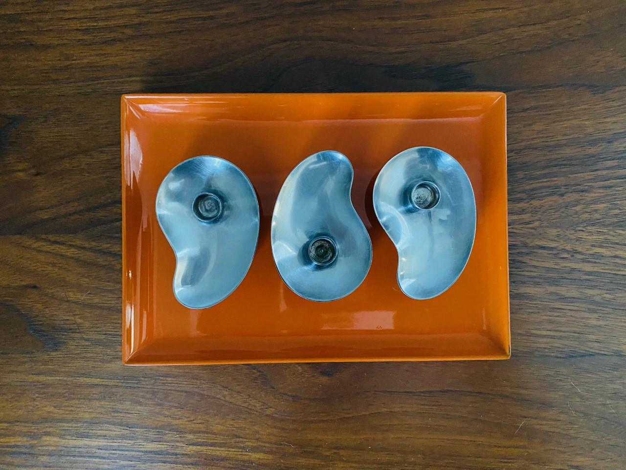 Vintage Mid-Century Hugo Grun Prima Kidney Shape Candle Holders In Good Condition For Sale In San Diego, CA