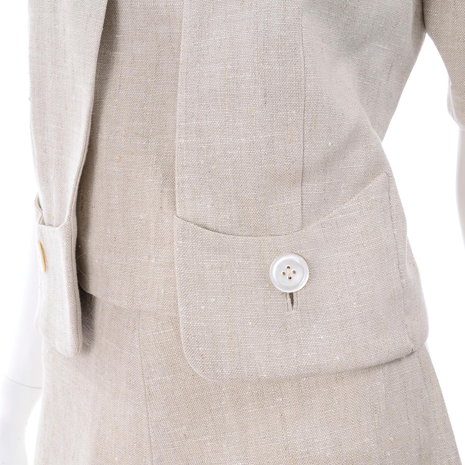 Vintage Mid Century I Magnin Linen Skirt Sleeveless Top & Jacket Outfit  en vente 5