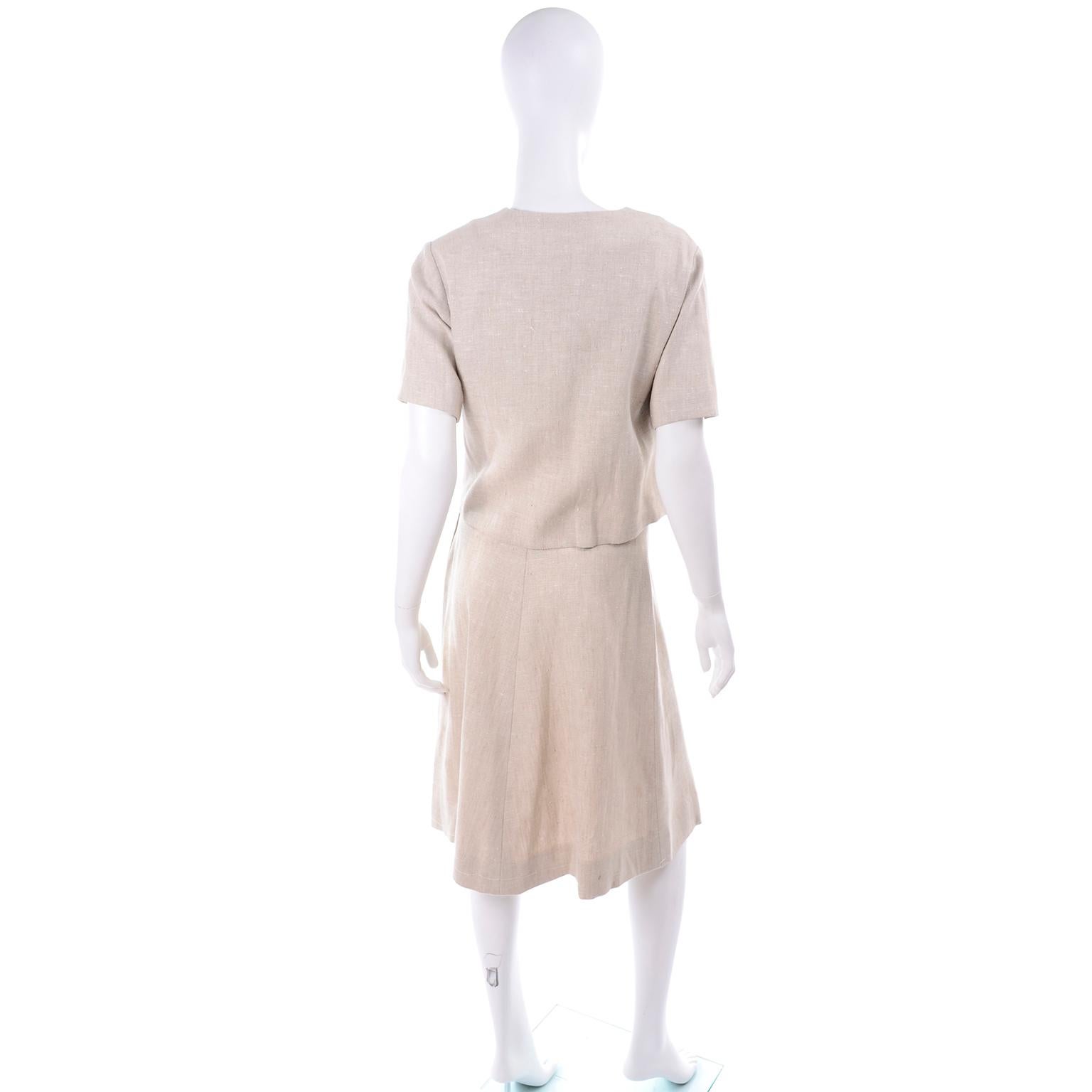 Vintage Mid Century I Magnin Linen Skirt Sleeveless Top & Jacket Outfit  For Sale 1