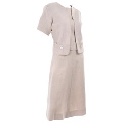 Vintage Mid Century I Magnin Linen Skirt Sleeveless Top & Jacket Outfit 