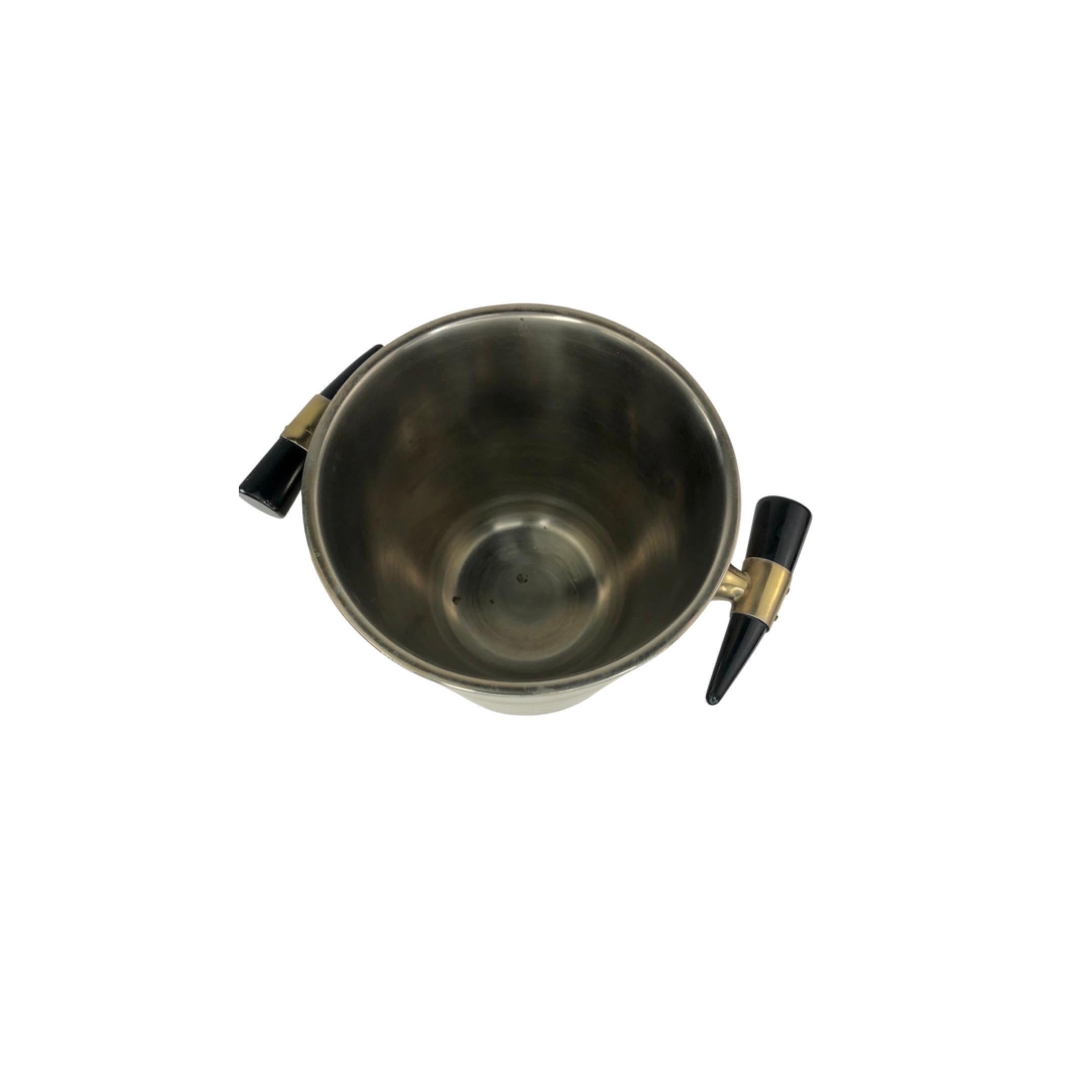 Vintage Mid Century Eiskübel mit Faux Horn Griffe (amerikanisch) im Angebot