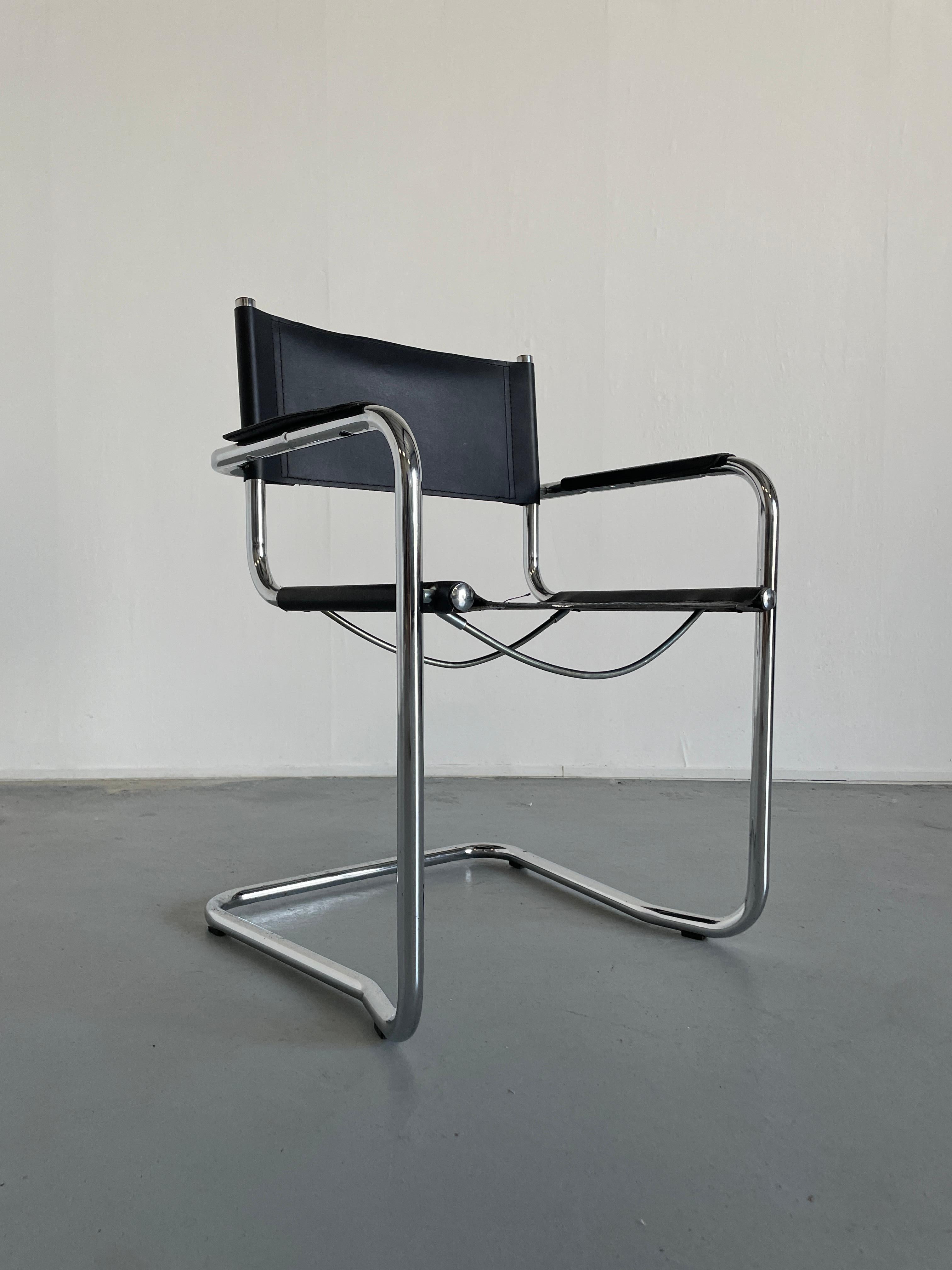 Italian Vintage Mid Century Iconic Mart Stam S34 Cantilever Armchair, 1980s Italy For Sale