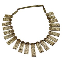Vintage Mid Century Inca Symbol Plates Choker Necklace
