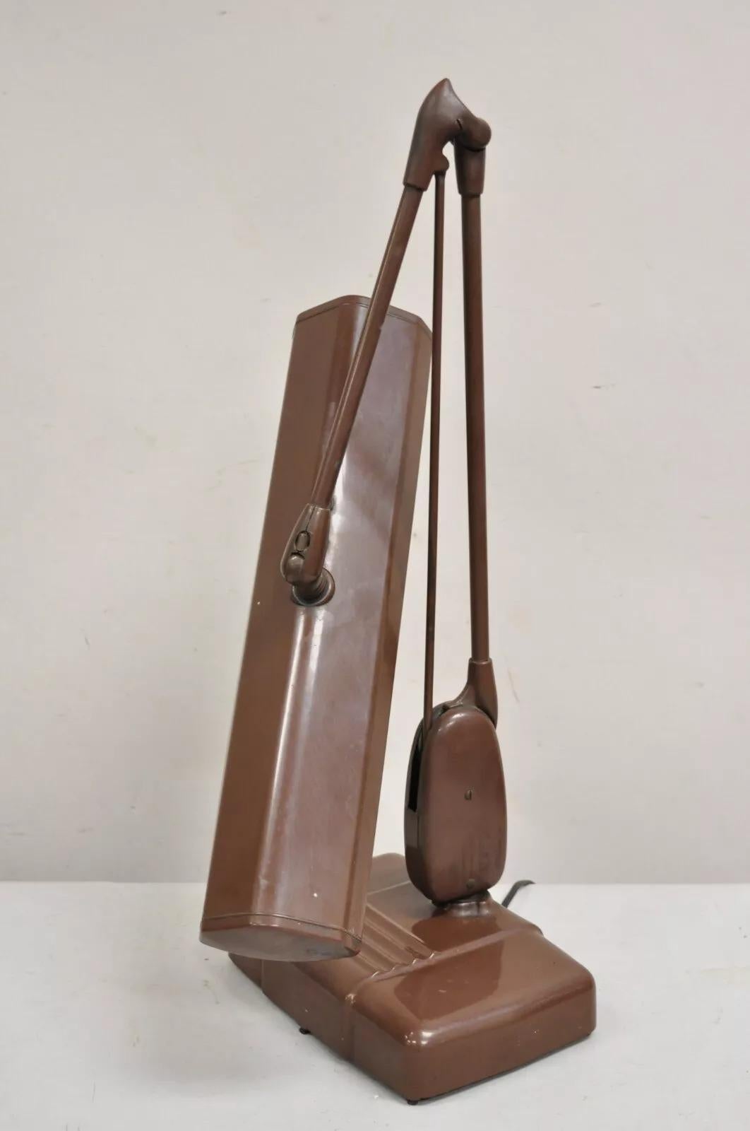 Vintage Mid Century Industrial Adjustable Brown Metal Desk Lamp by Dazor For Sale 6