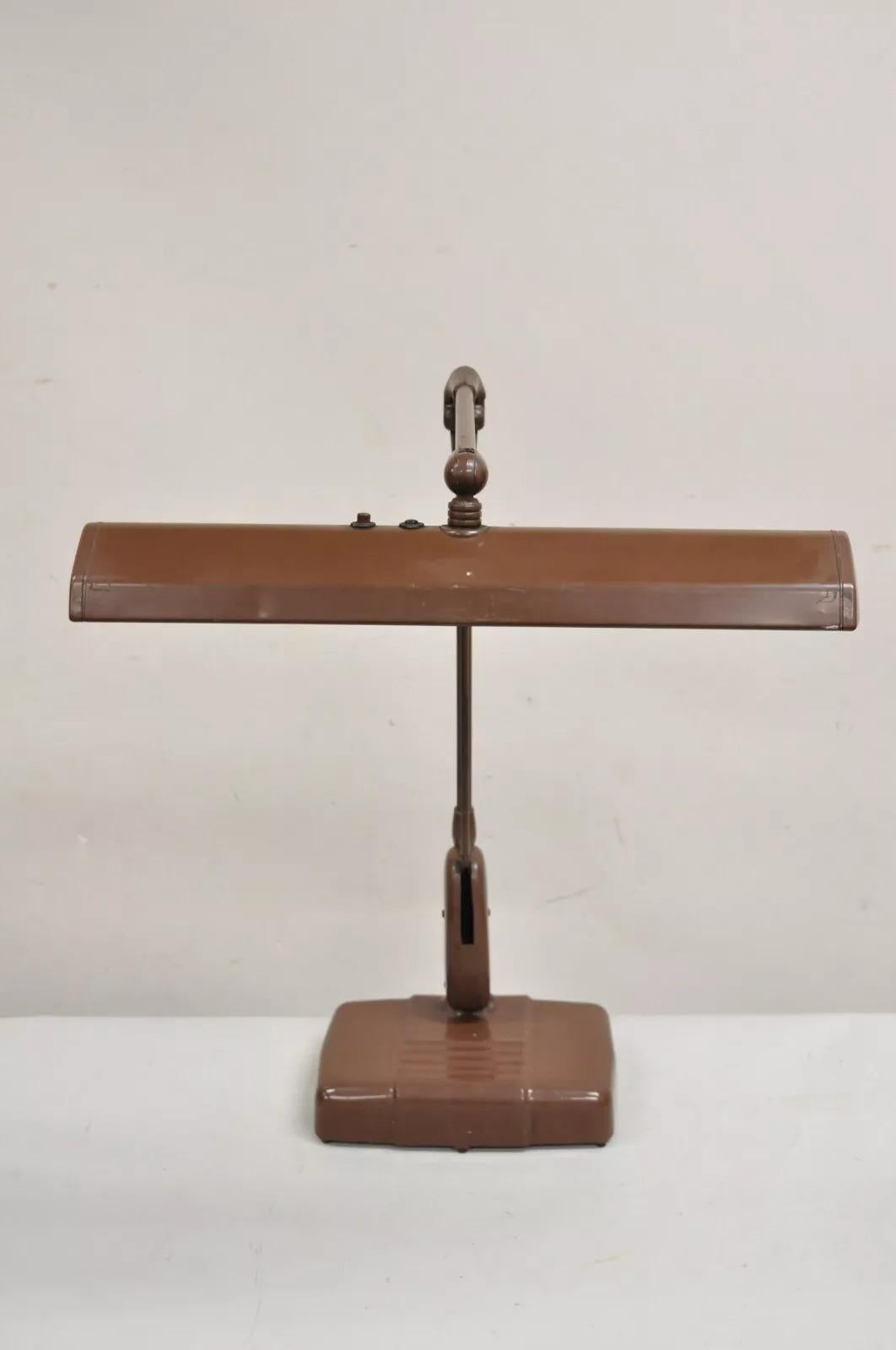 Mid-Century Modern Vintage Mid Century Industrial Adjustable Brown Metal Desk Lamp by Dazor For Sale
