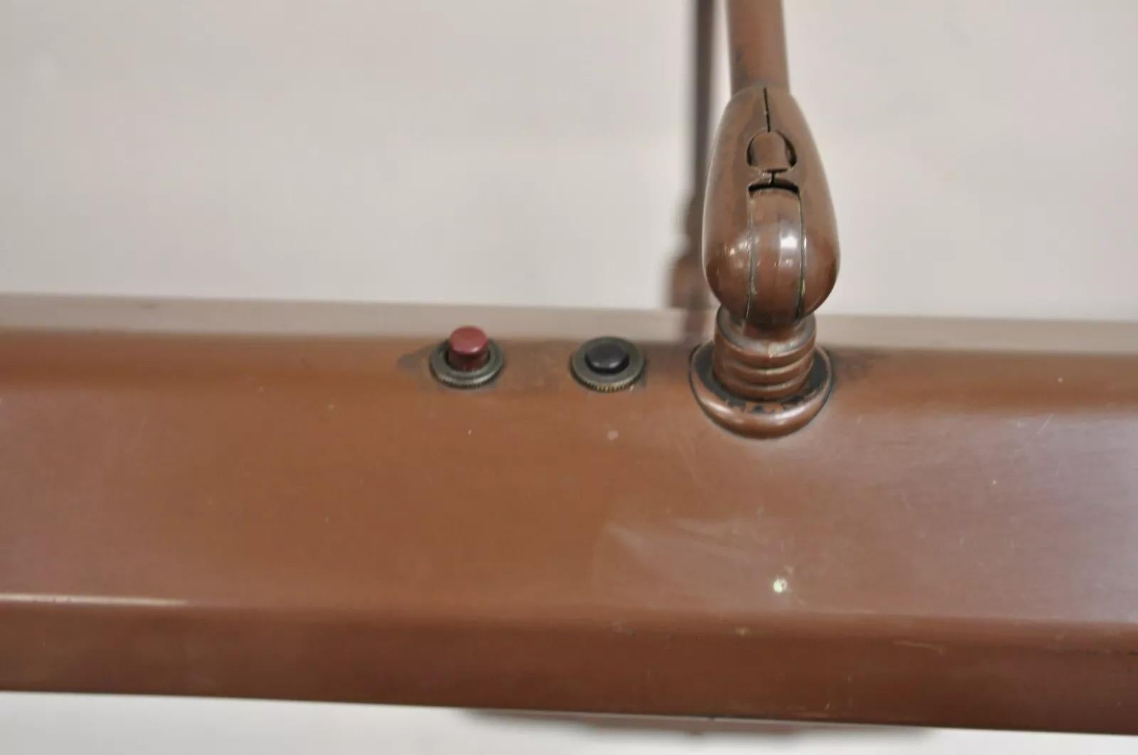 20th Century Vintage Mid Century Industrial Adjustable Brown Metal Desk Lamp by Dazor For Sale