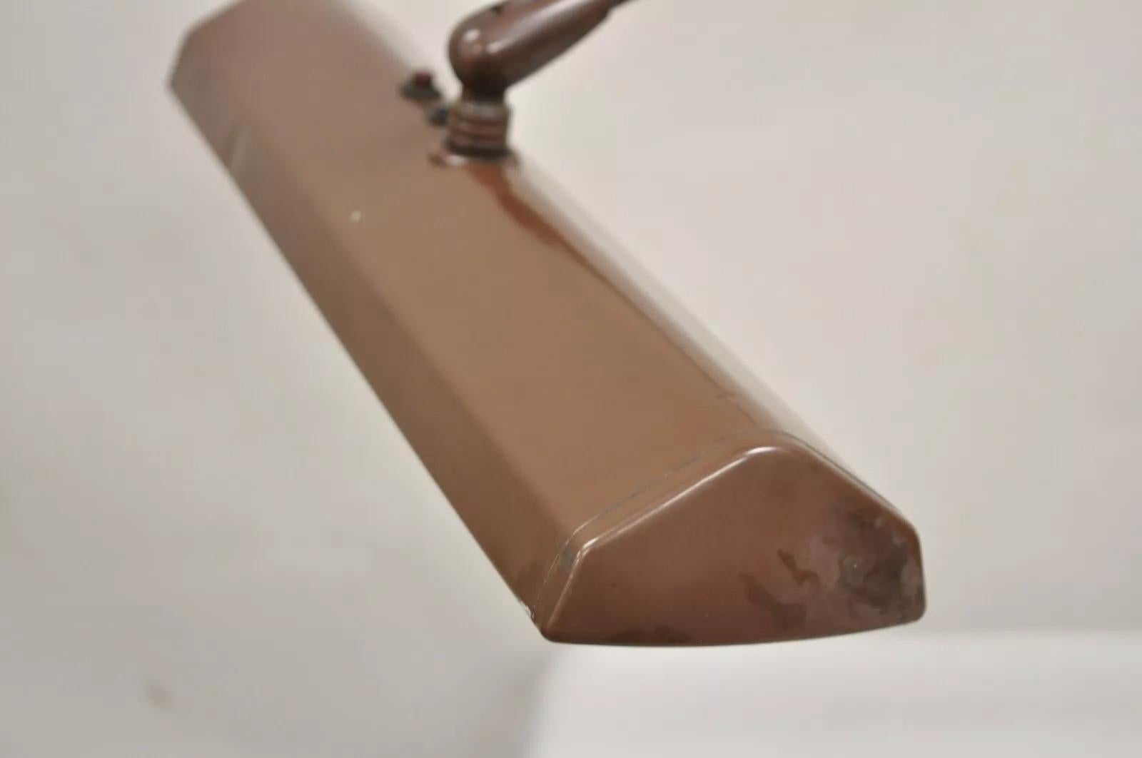 Vintage Mid Century Industrial Adjustable Brown Metal Desk Lamp by Dazor For Sale 1