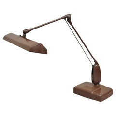 Lampada da scrivania regolabile in metallo marrone Vintage Mid Century Industrial di Dazor