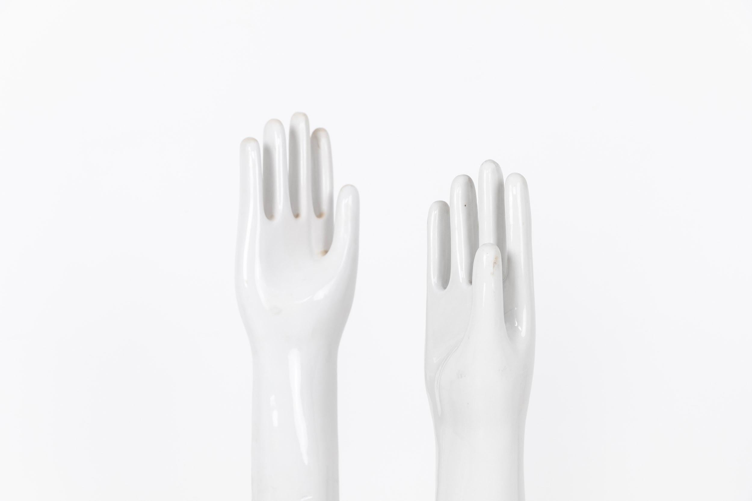 Cast Vintage Mid-Century Industrial Ceramic Glove Mould Statue. c.1960 For Sale