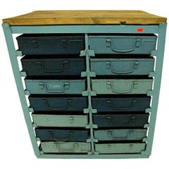 Vintage Midcentury Industrial Iron Chest of Drawers, 1950s