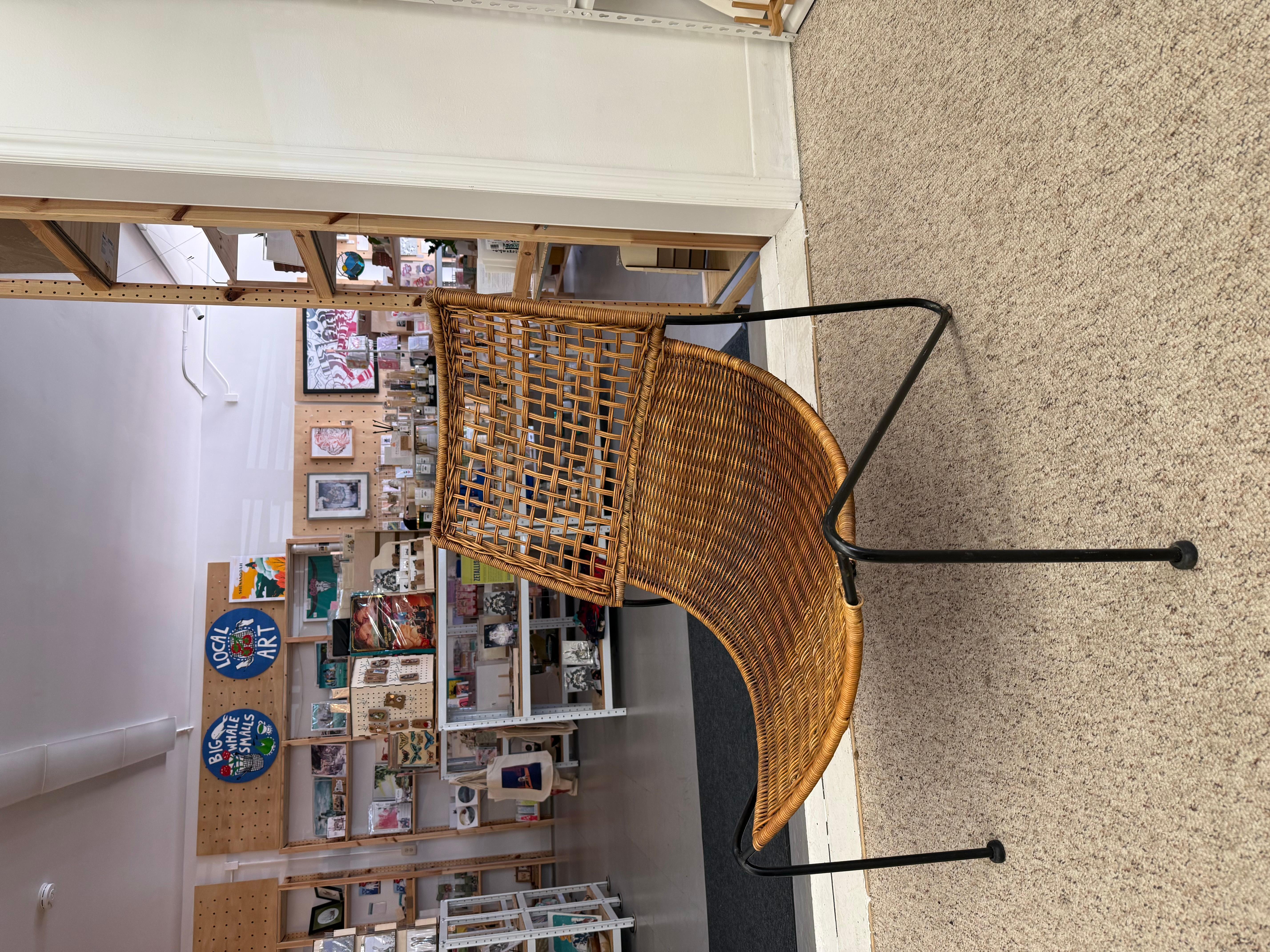 Vintage Mid Century  Iron And Wicker Sling Chair by Frederick Weinberg C.1950 en venta 2