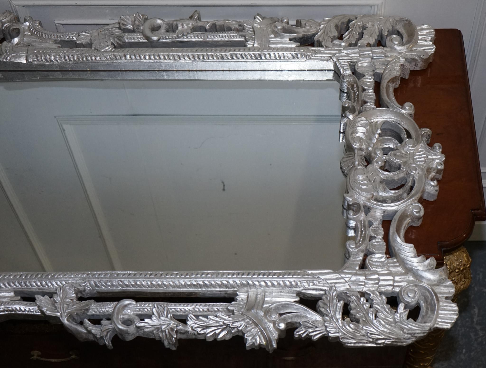 VINTAGE MITAD DE SIGLO ITALIANO ESTILO BARROCO MiRRROR DE PARED PINTADO A MANO EN PLATA en venta 5