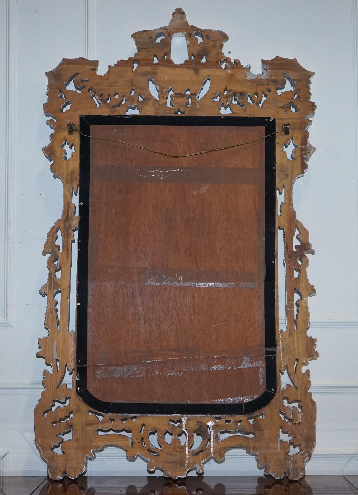 VINTAGE MITAD DE SIGLO ITALIANO ESTILO BARROCO MiRRROR DE PARED PINTADO A MANO EN PLATA en venta 6