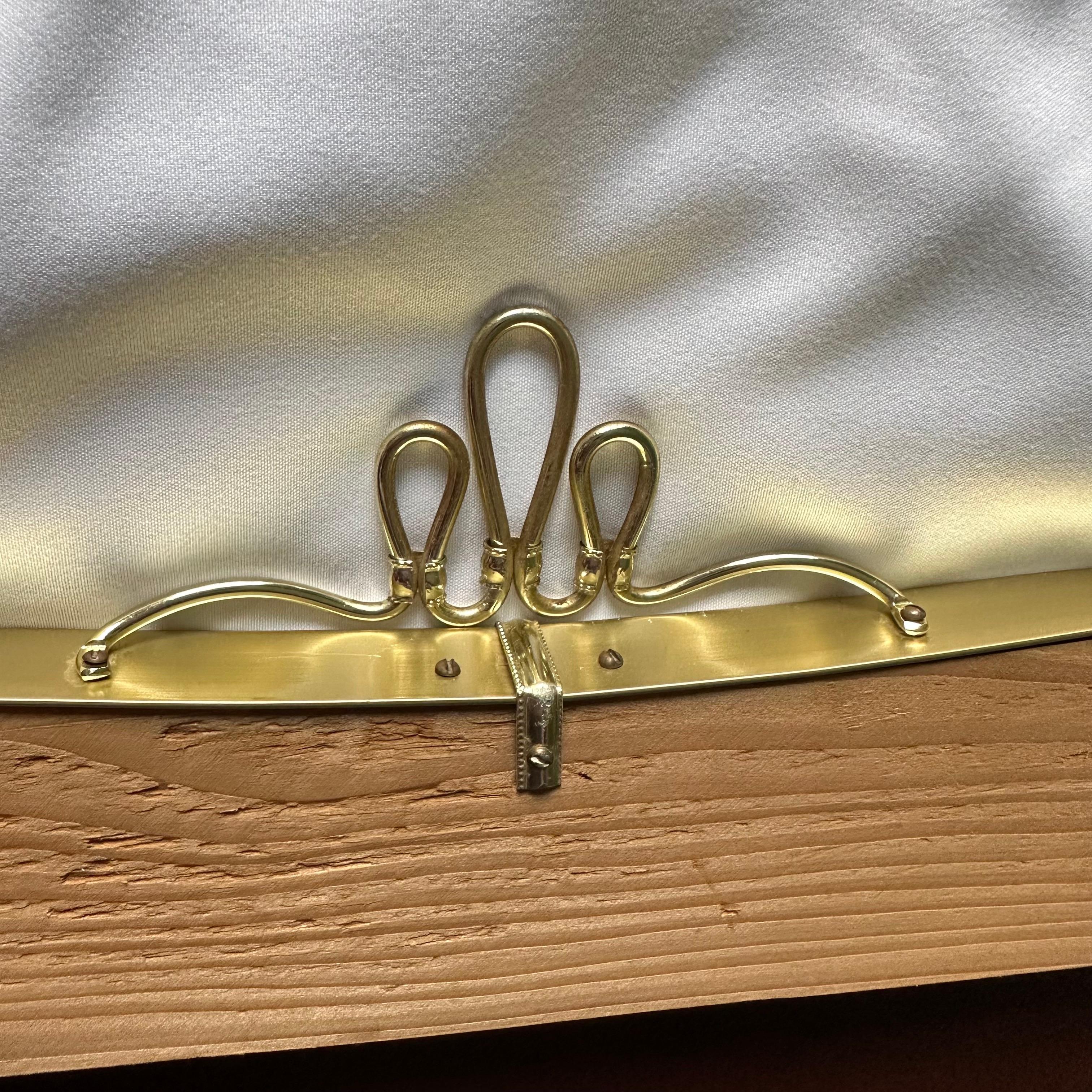 Vintage Mid Century Italian Brass & Black Shield Shape Mirror with Ribbon Detail 6