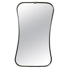 Vintage Mid Century Italian Brass Hourglass Wall Mirror with Black Border Vintage Mid Century Italian Brass Hourglass Wall Mirror with Black Border