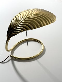 Vintage Mid Century Italian Brass Leaf Table Lamp Style of Tommasso Barbi 1970s